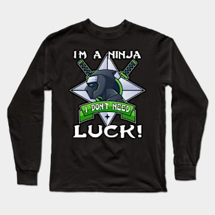 St. Patrick's Day Ninja Luck Green Kids Gift Clover Long Sleeve T-Shirt